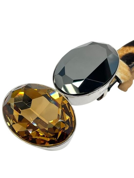 Dior Crystal Stone Leopard Belt Brown Calf Hair Leather main image 6